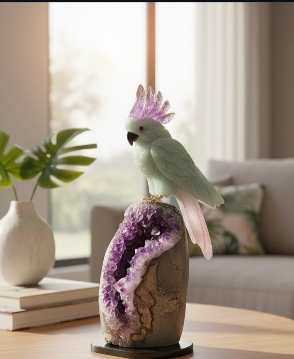 Amazonite Cockatoo Amethyst Crest — 45cm