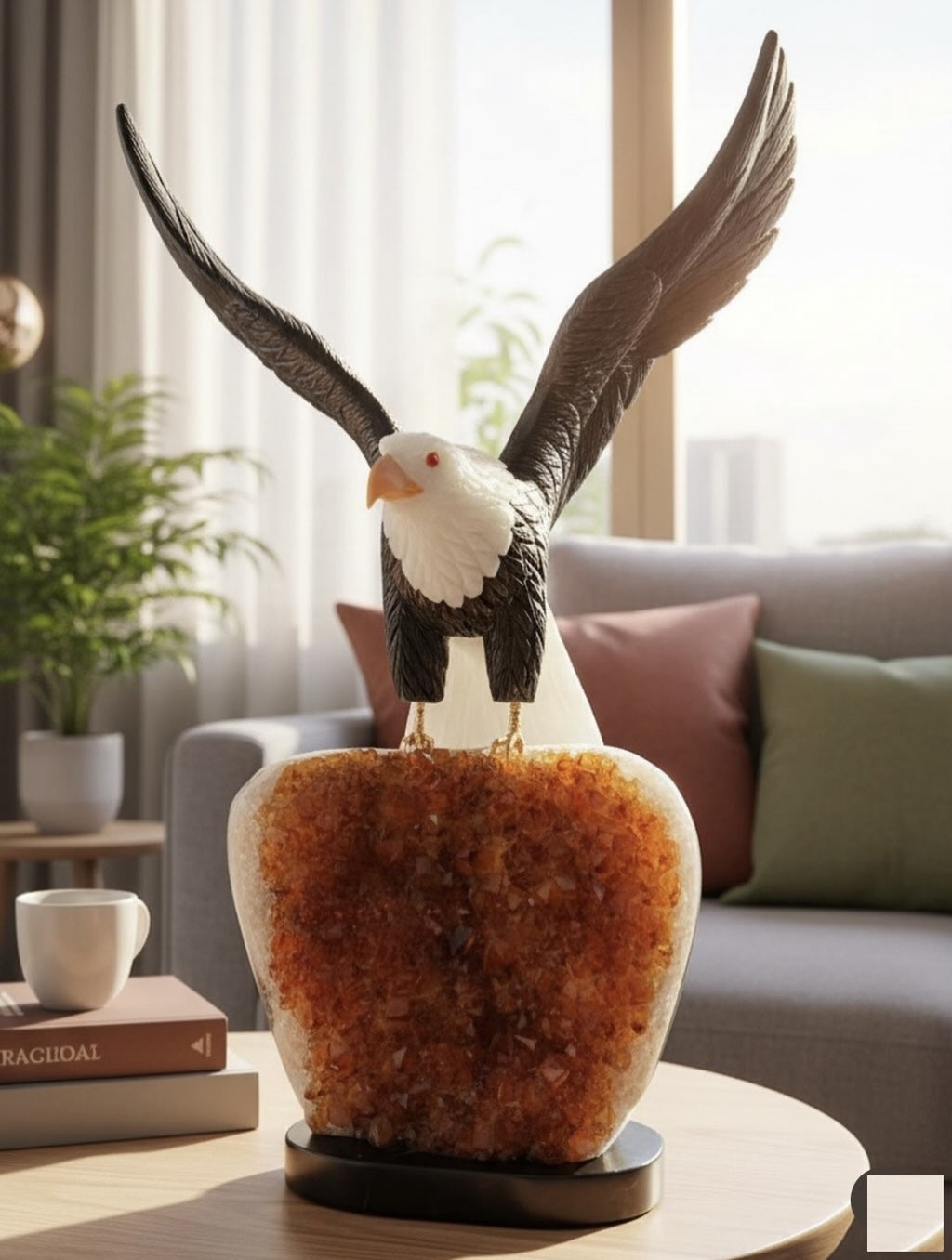 Eagle on Citrine Cluster — 50cm