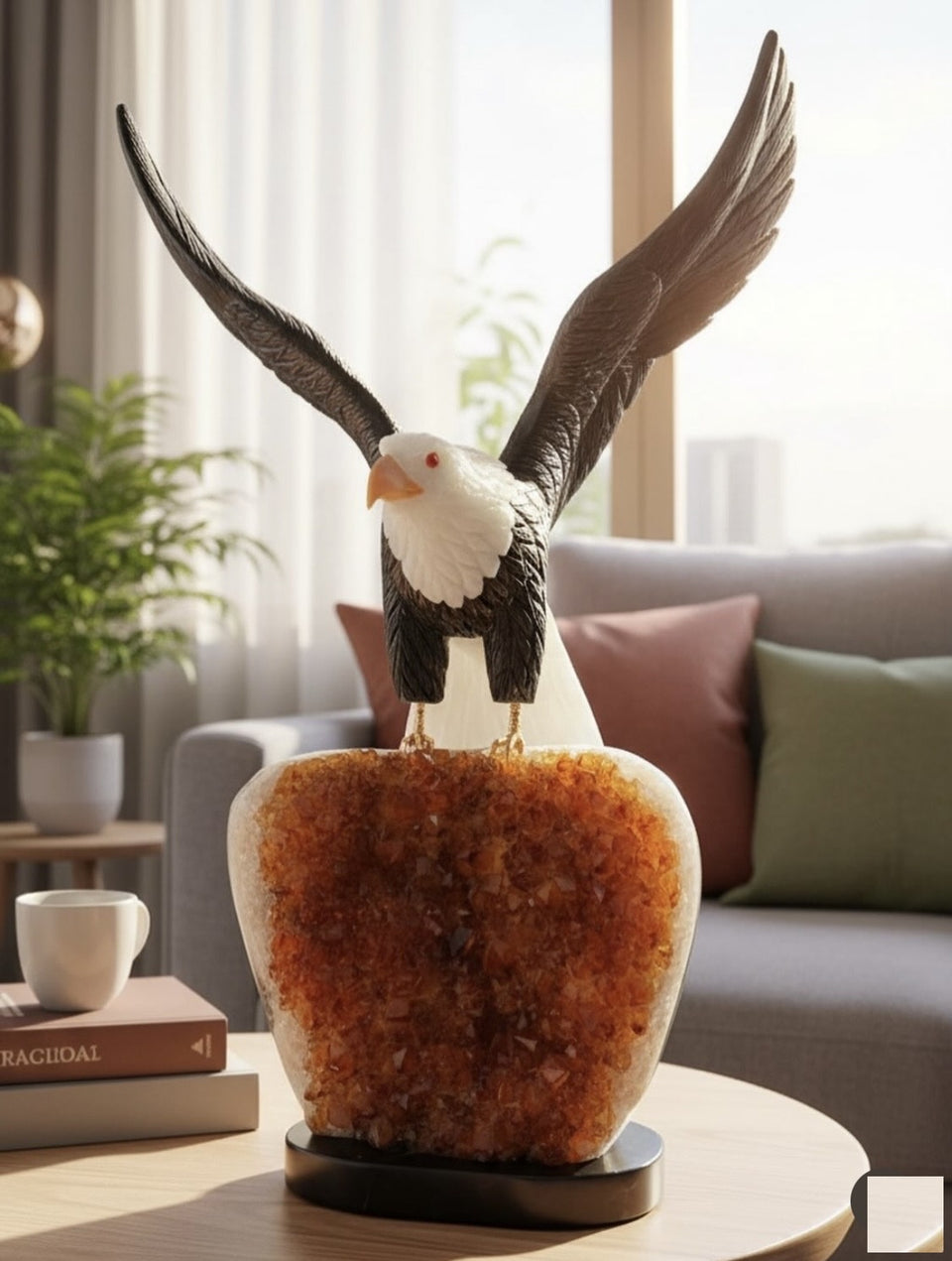 Eagle on Citrine Cluster — 50cm