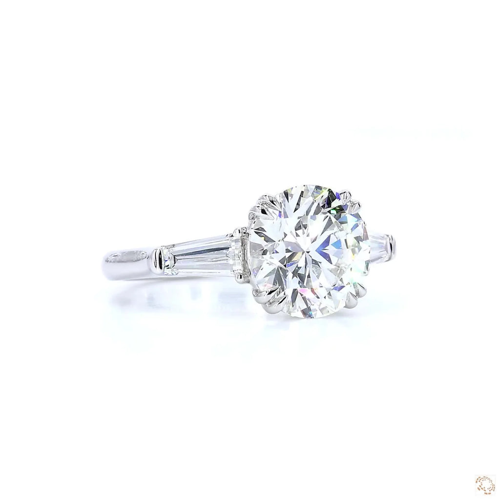 Round & Baguette Shape Diamond Engagement Ring