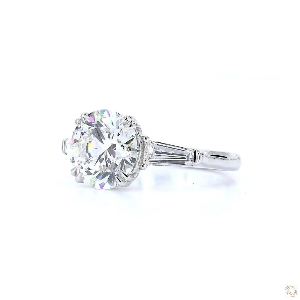 Round & Baguette Shape Diamond Engagement Ring