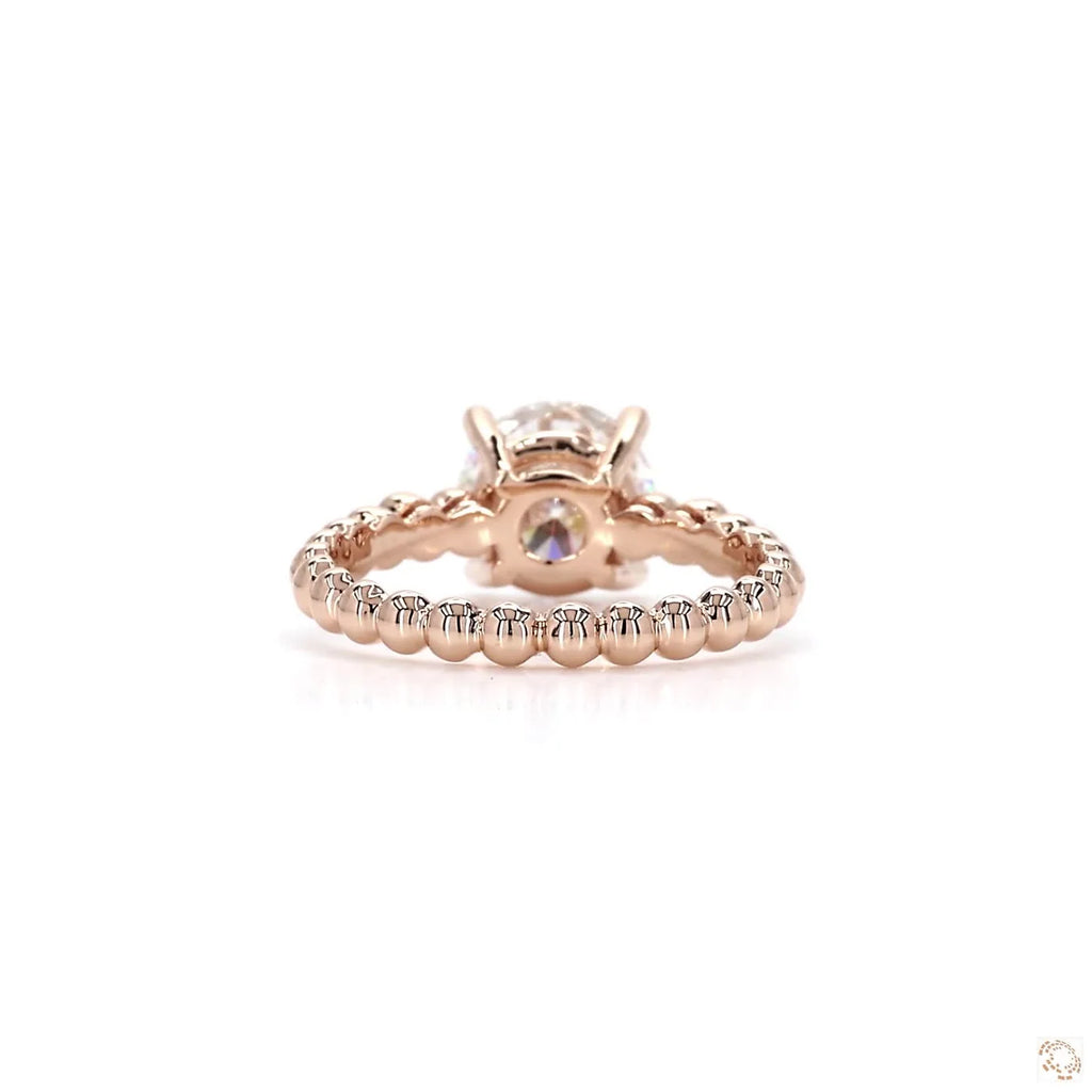 Beaded Solitaire Round Diamond Engagement Ring