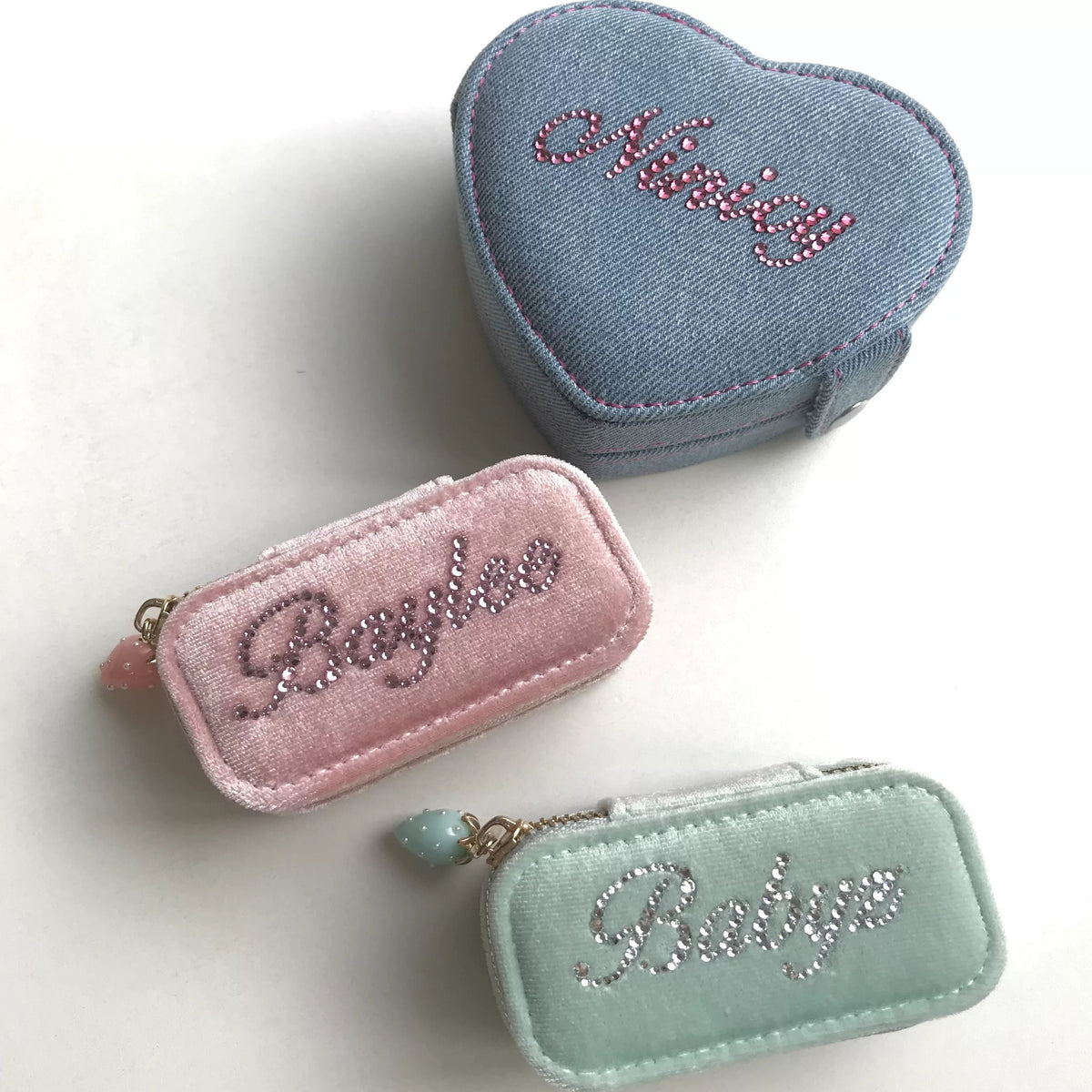 Personalized rhinestone name jewelry boxes — studio