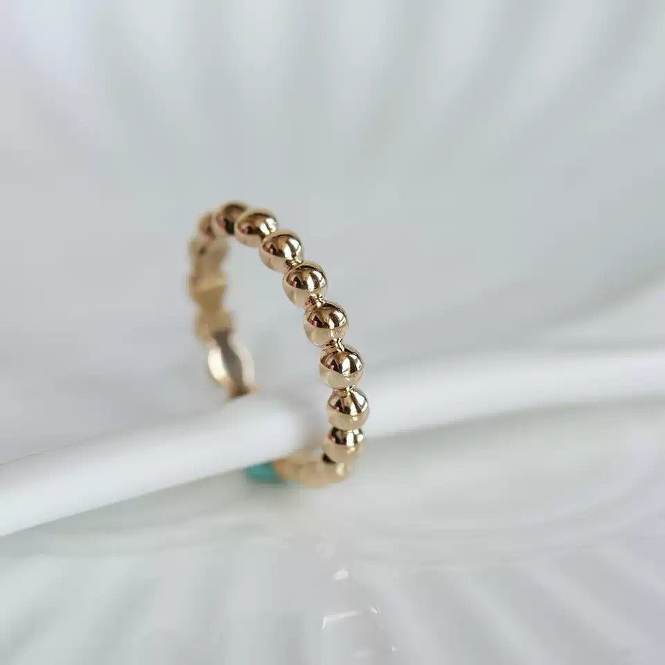 Bague · 14K金实心饱满整圈圆豆豆戒指