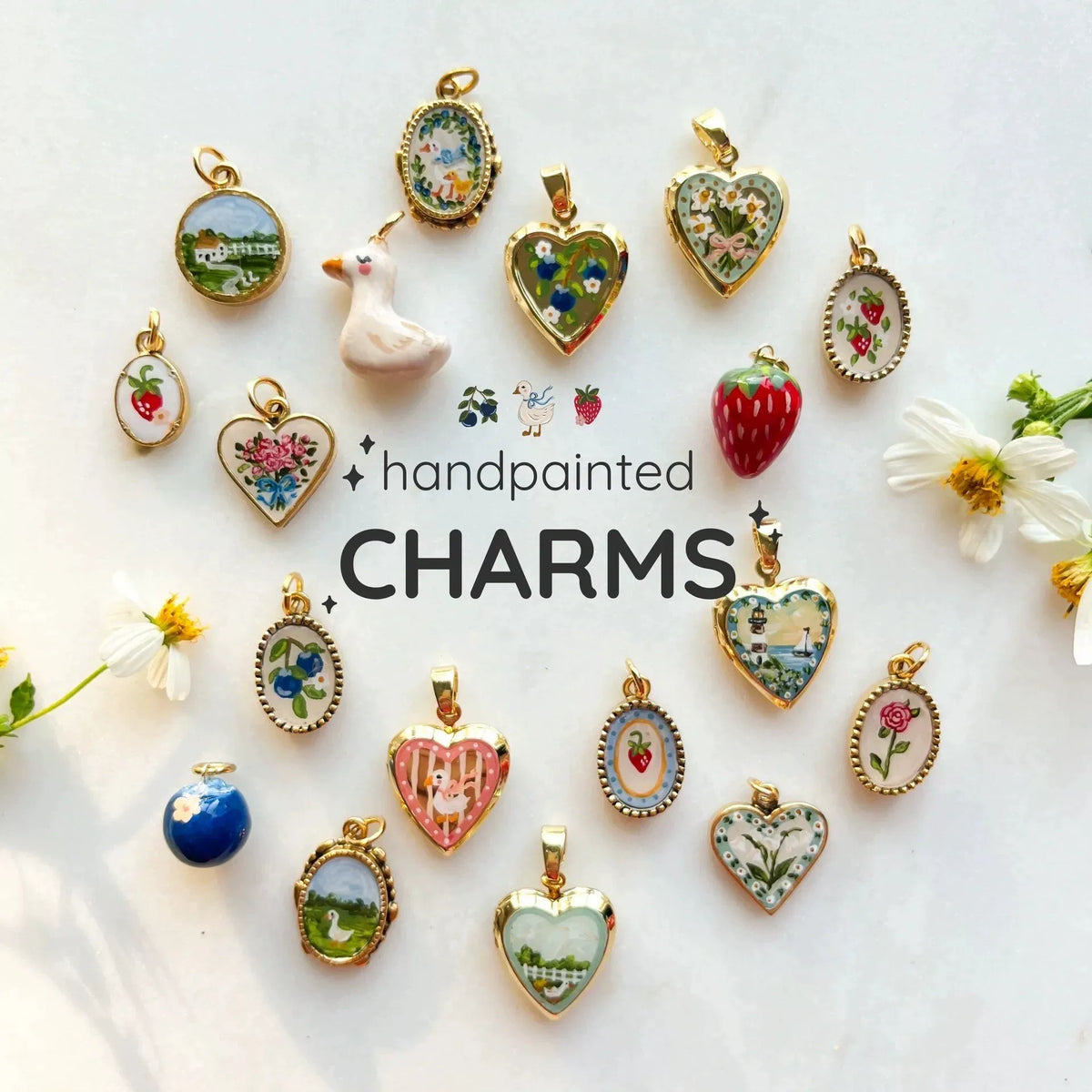 Blueberry Duck & Garden Charm Set
