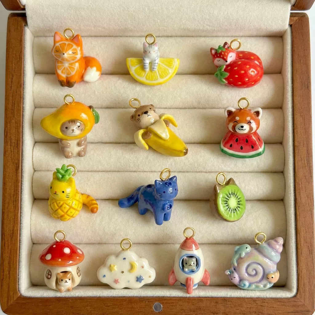 Fox · Lemon · Strawberry Charm Set