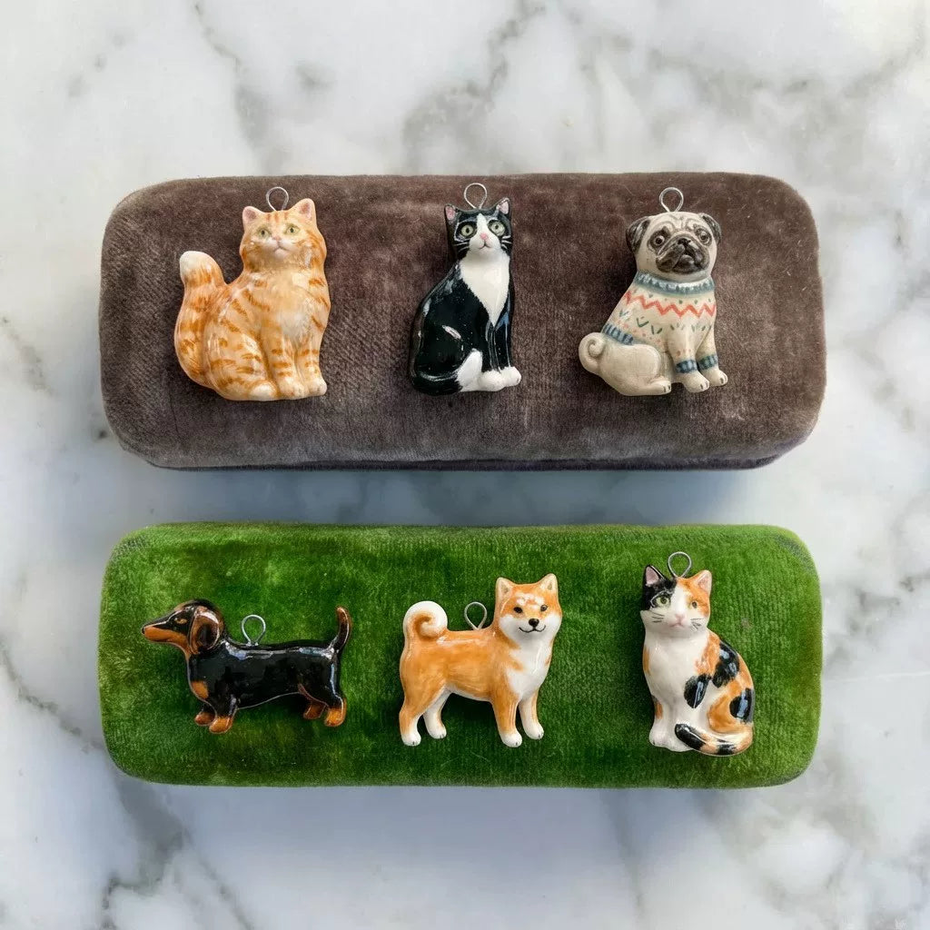 Cat & Retriever Charm Set