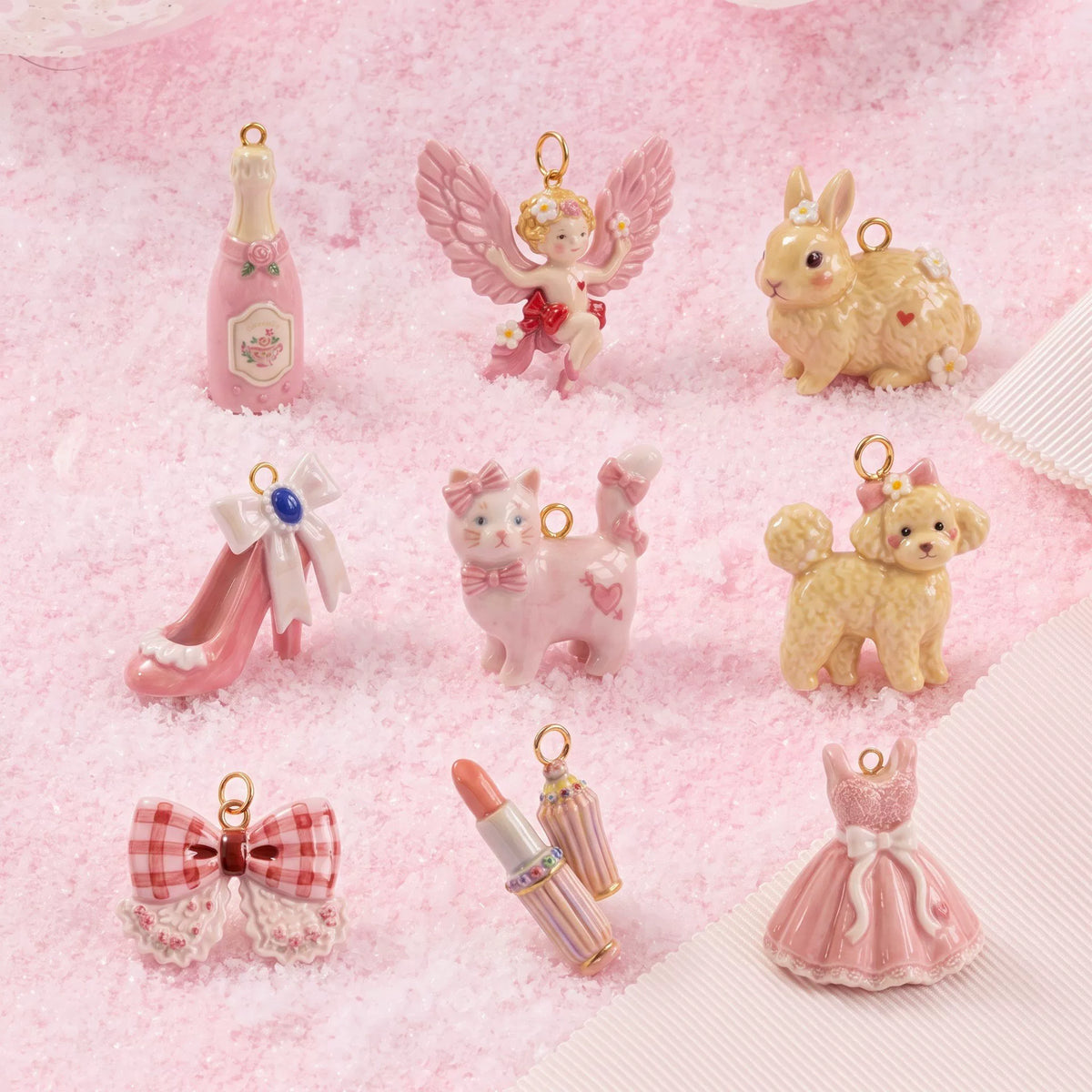 Angel Bunny & Bow Charm Set