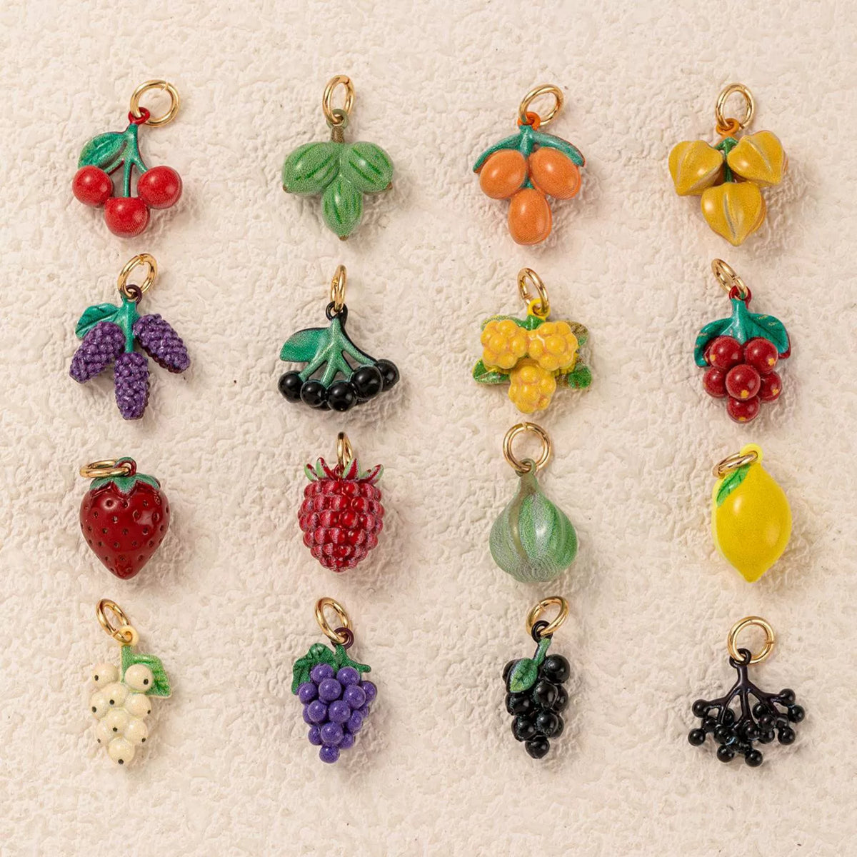 Grape · Lemon · Orange Charm Set