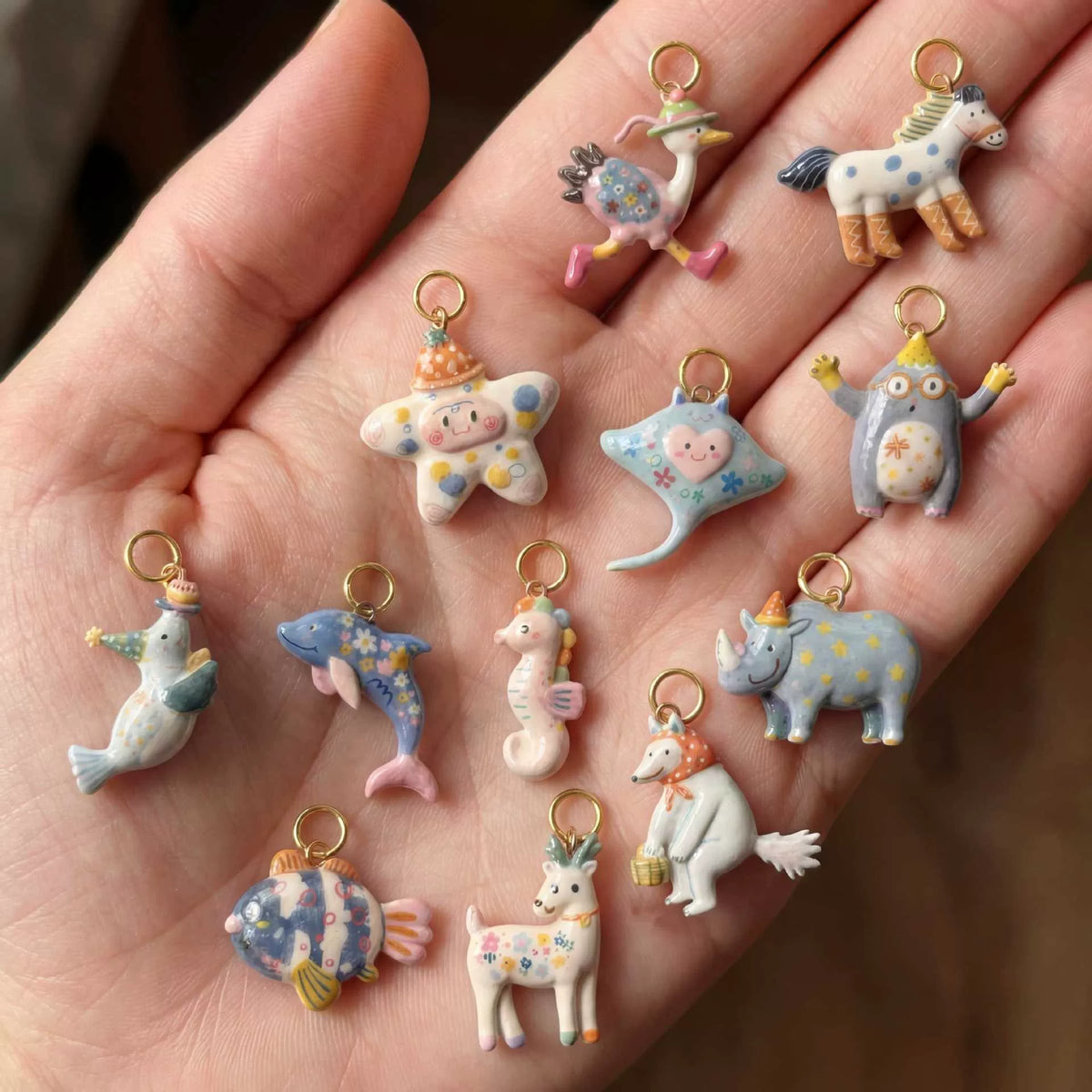 Printed Animal Charm Set
