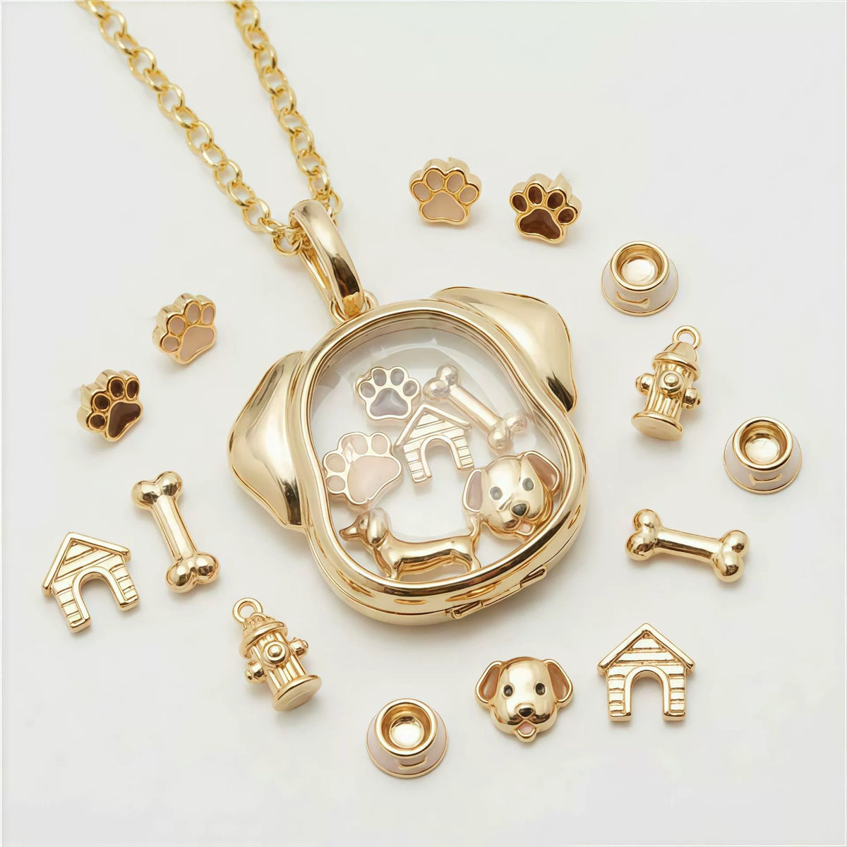 Puppy Glass Locket Charm