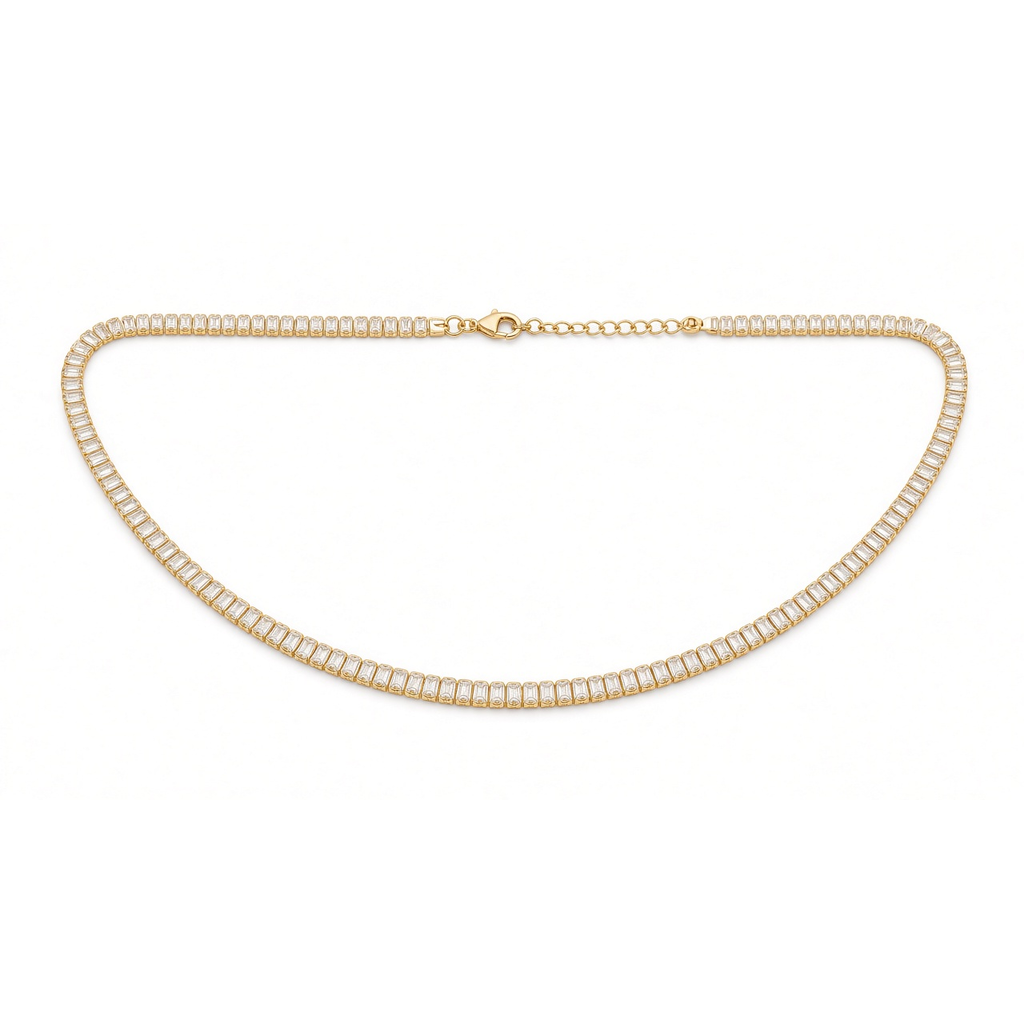 Barrefil Baguette Tennis Necklace · 条缕网球项链