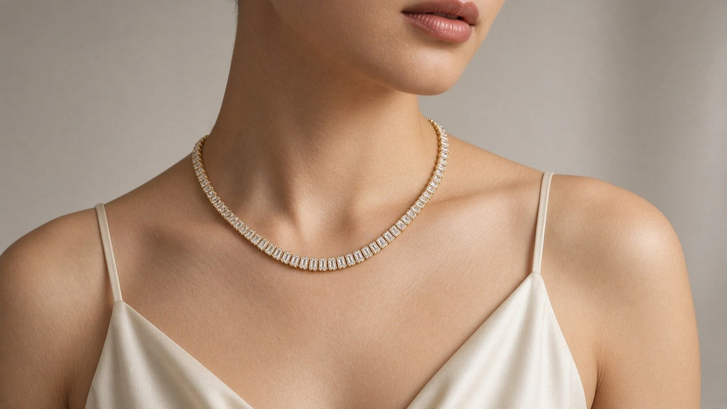 Barrefil Baguette Tennis Necklace · 条缕网球项链