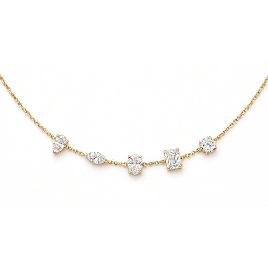 Cinqfu Five-Cut Station Necklace · 五瑞花式钻石项链
