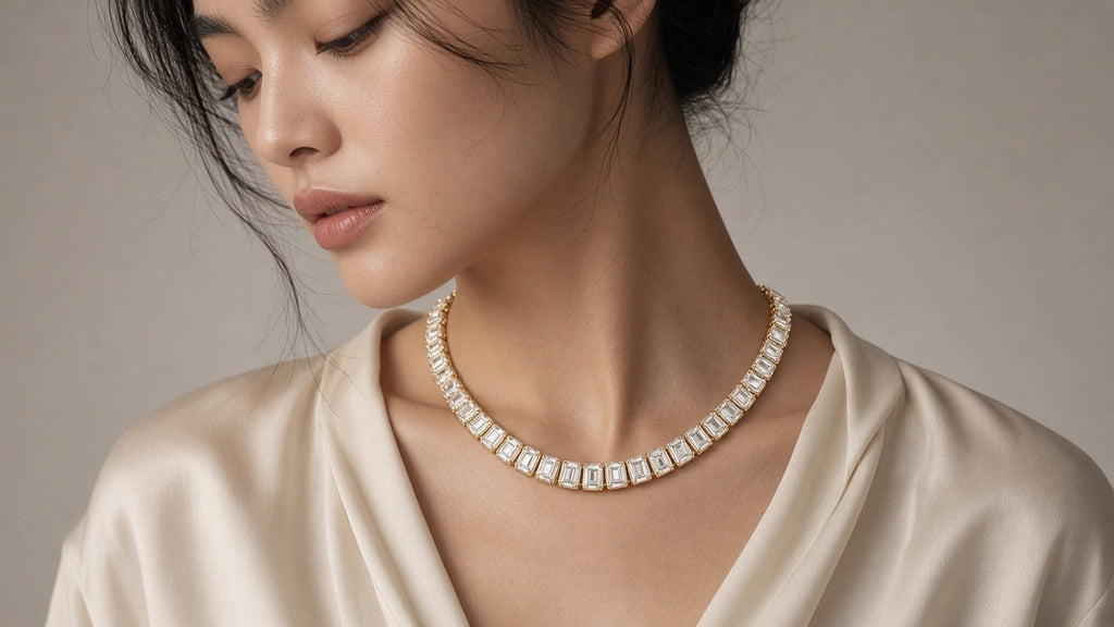 Émerive Emerald Tennis Necklace · 祖母绿形网球项链