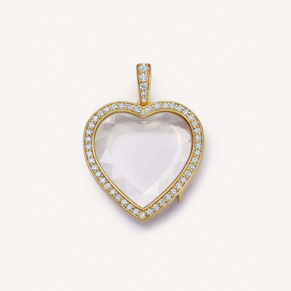 Heart Zircon Glass Locket Charm — empty heart zircon glass pendant