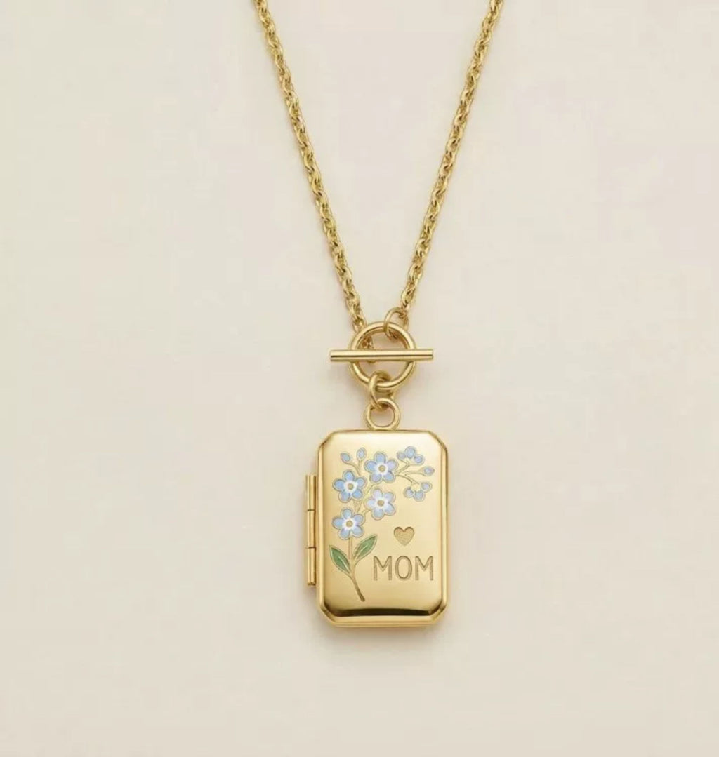 Heart Open Locket Charm — square MOM close-up