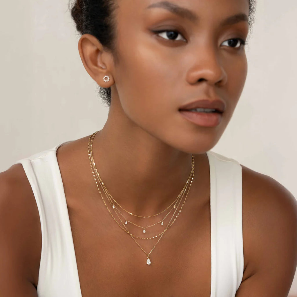Pear Cut Lab Grown Diamond Pendant Necklace 14k Gold