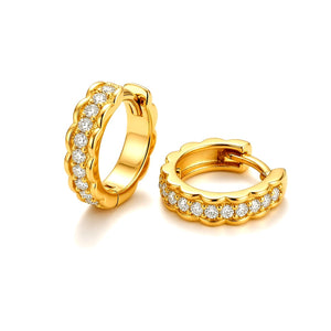 Puronde Pavé Huggies — enhanced yellow gold lab-grown sparkle Maison Alexa