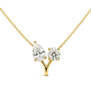 Shuangette Toi et Moi Necklace — enhanced yellow gold lab-grown sparkle Maison Alexa