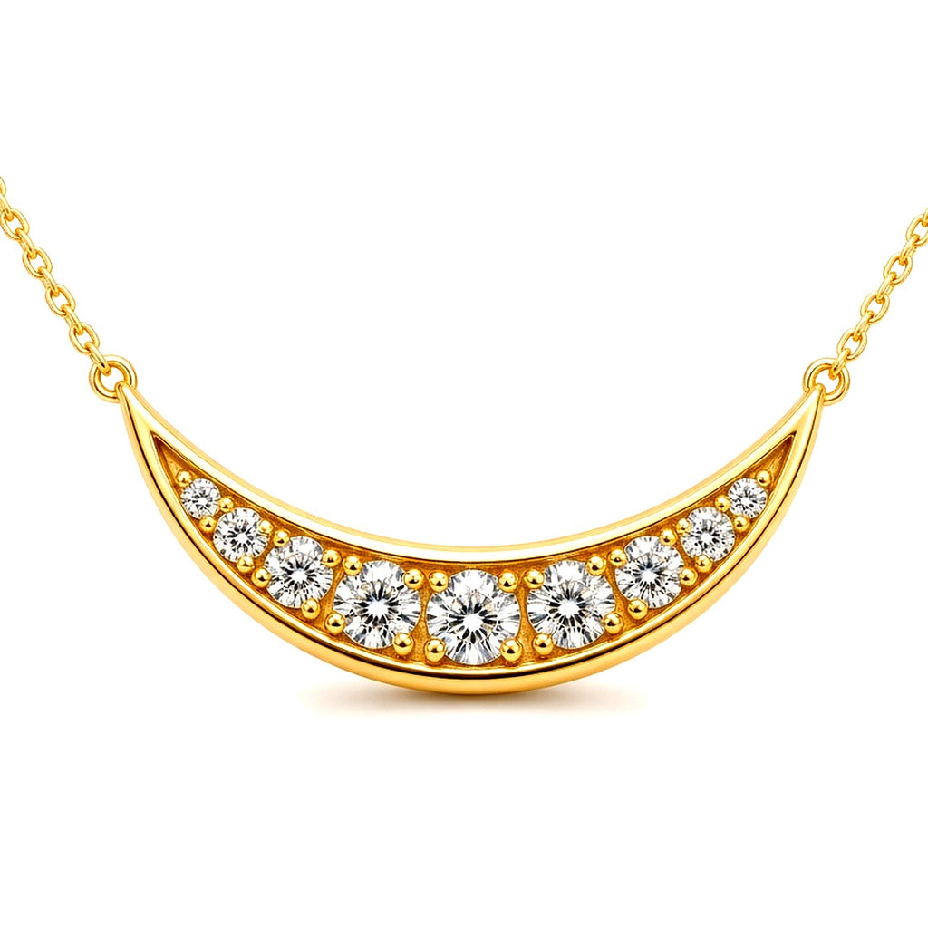 Yuelune Graduated Crescent Necklace — enhanced yellow gold lab-grown sparkle Maison Alexa