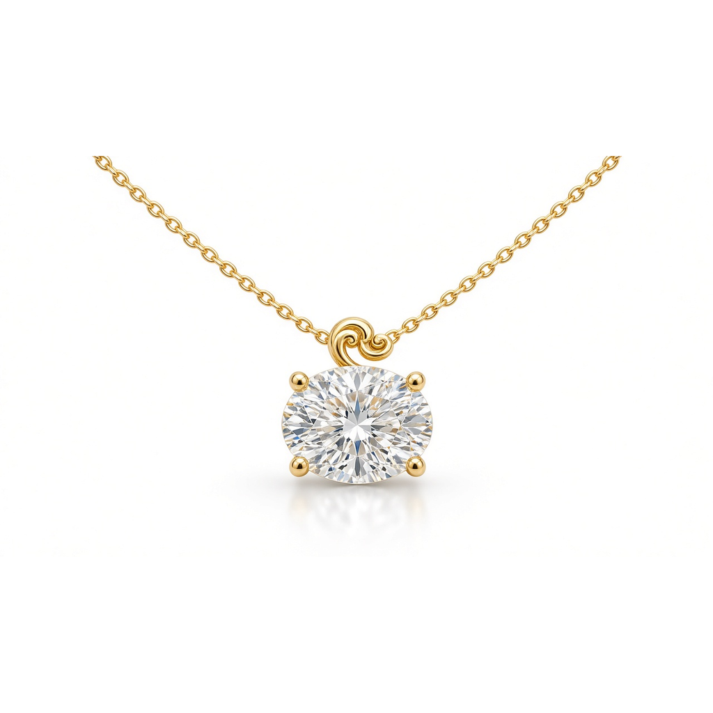 Mingclair Oval Solitaire Necklace catalog flat — original cutout