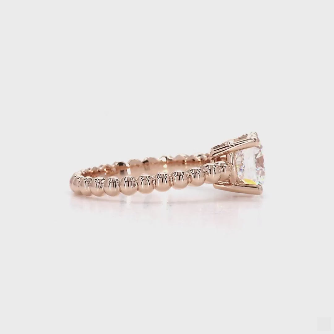 Beaded Solitaire Round Diamond Engagement Ring