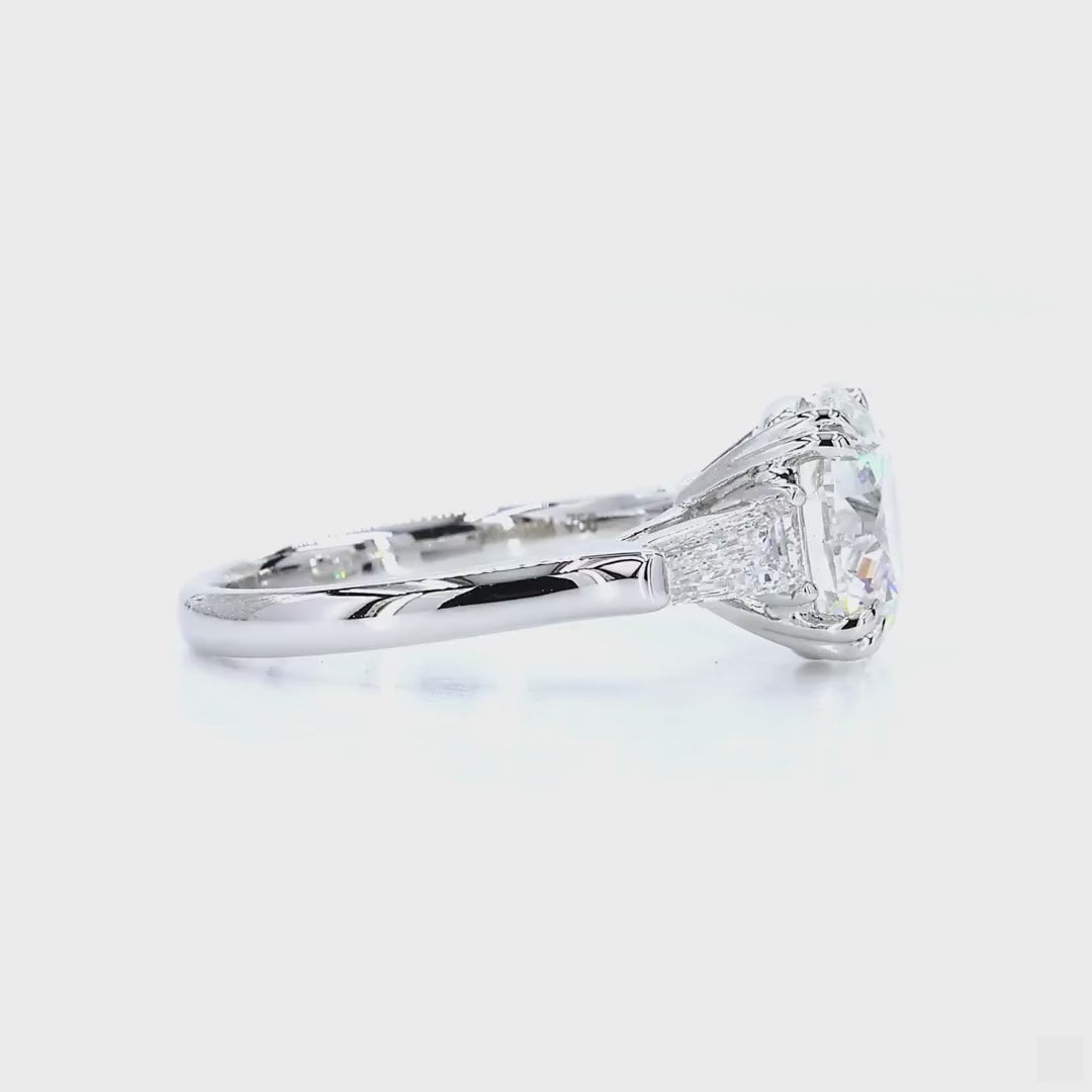Round & Baguette Shape Diamond Engagement Ring