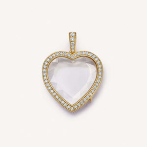 Heart Zircon Glass Locket Charm — SKU empty heart zircon glass