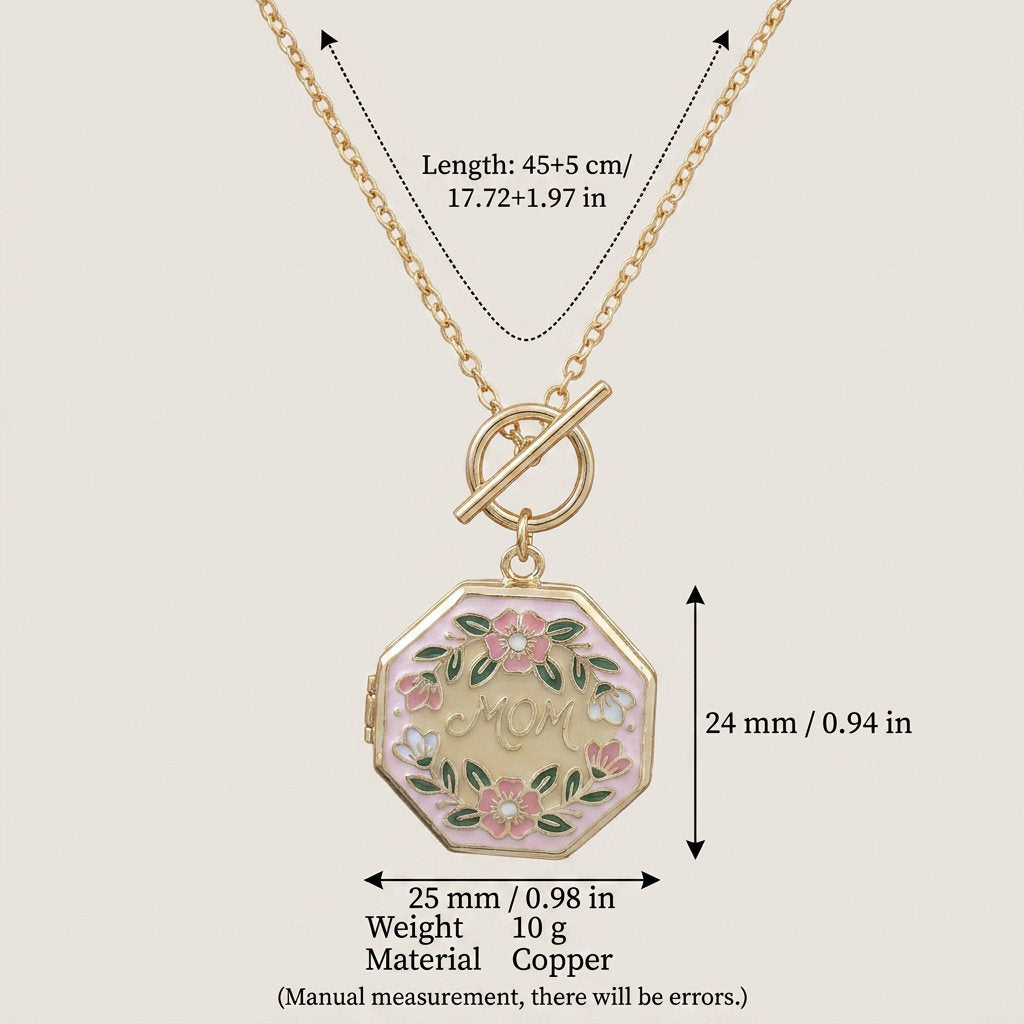 Heart Open Locket Charm — octagon MOM size guide